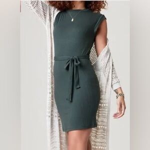 Francesca’s Ribbed Knit Green Mini Dress